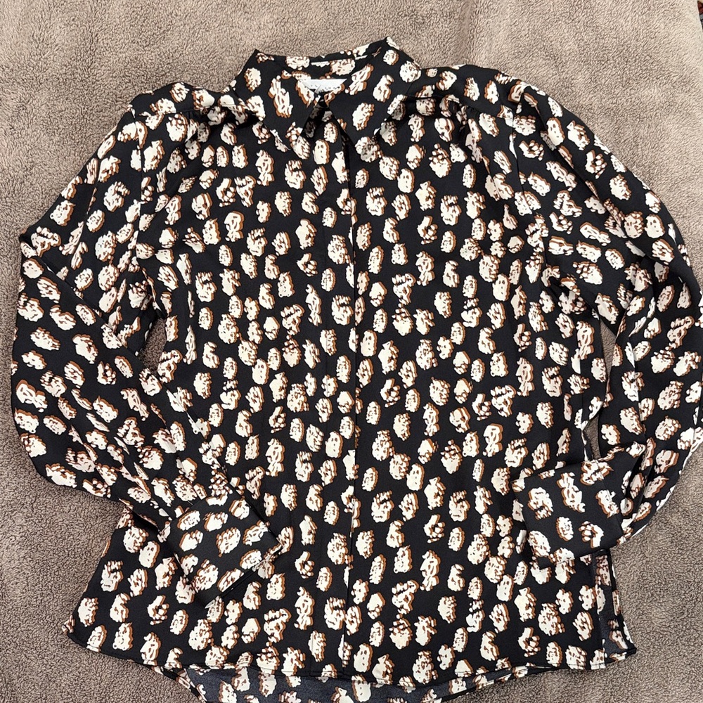 Topshop Black and Cream Button Down Shirt